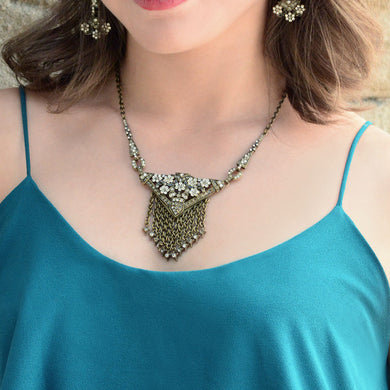 Art Deco Triangle Fringe Gatsby Necklace N1204