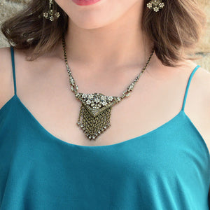 Art Deco Triangle Fringe Gatsby Necklace N1204