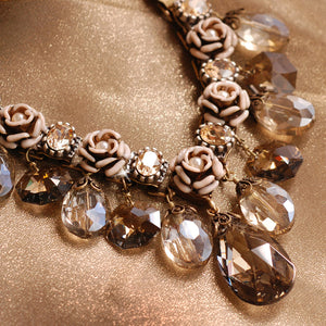 Crystal Rose Collar Necklace