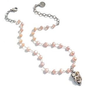 Baroque Pearl and Flower Necklace