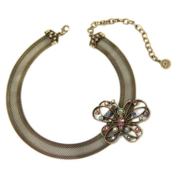 Mesh Collar Necklace with Butterfly Clip