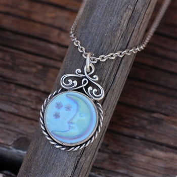 Iridescent Moon Pendant Necklace N1235 - sweetromanceonlinejewelry