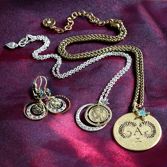 Retro Zodiac Coin Pendant Necklaces N1245-BZ-CN