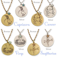 Load image into Gallery viewer, Retro Zodiac Coin Pendant Necklaces N1245-BZ-GM