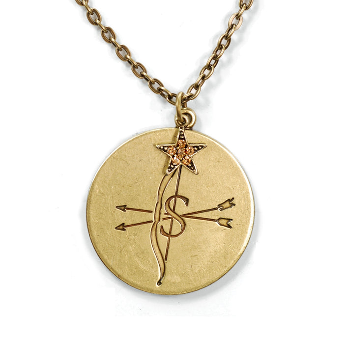 Retro Zodiac Coin Pendant Necklaces N1245-BZ-SA