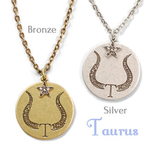 Load image into Gallery viewer, Taurus Zodiac Coin Pendant Necklace