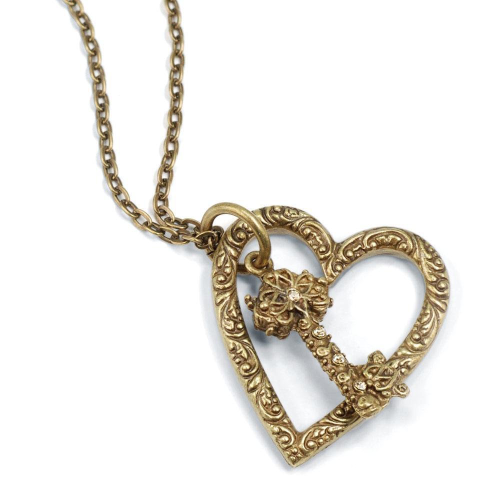 Floating Heart & Key Necklace N1253 - Sweet Romance Wholesale