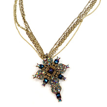 Load image into Gallery viewer, Peacock Midnight Cross Necklace N1284