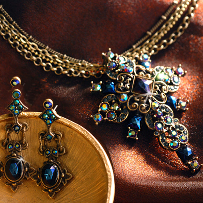 Peacock Midnight Cross Necklace N1284