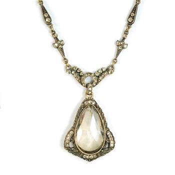 Art Deco Prism Teardrop Wedding Necklace