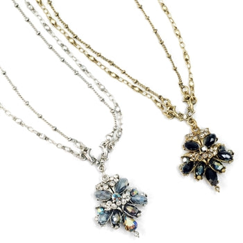 Crystal Cluster Fan Necklace N1311