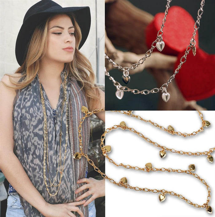 Heart Charm Figaro Layering Necklace N1315