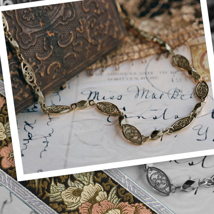Long filigree gold chain Layering Necklace N1317-GO