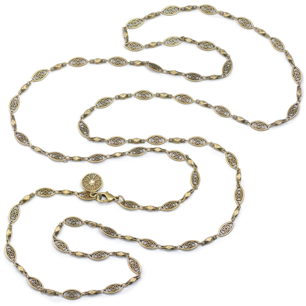 Long filigree gold chain Layering Necklace N1317-GO