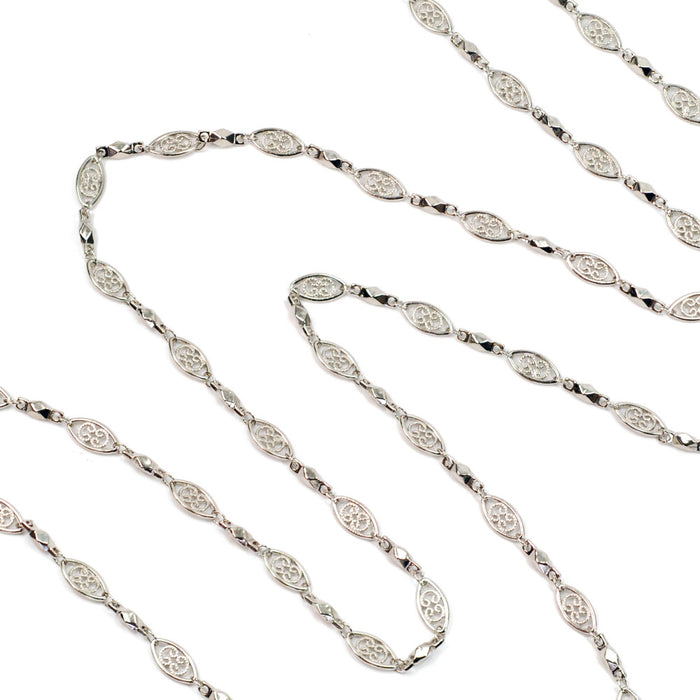 Long filigree gold chain Layering Necklace N1317-GO