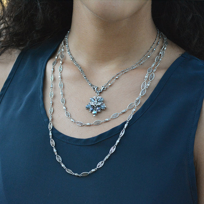 Long filigree gold chain Layering Necklace N1317-GO