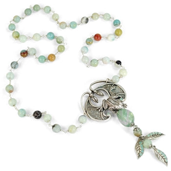 Aventurine and Flourite Frog Necklace N1326