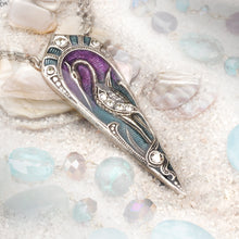 Load image into Gallery viewer, Art Nouveau Enamel Egret Bird Pendant Necklace N1328