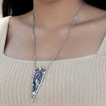 Load image into Gallery viewer, Art Nouveau Enamel Egret Bird Pendant Necklace N1328