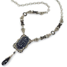 Load image into Gallery viewer, Art Deco Hand Carved Buddha GuanYin Necklace N1334