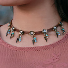 Load image into Gallery viewer, Feathers &amp; Beads 1960s Leather Choker N1350