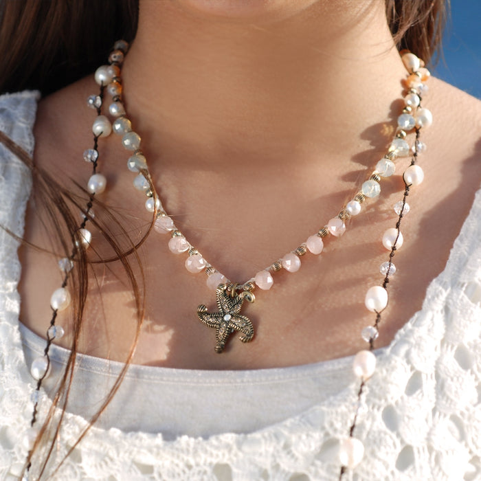 Crystal Beaded Starfish Necklace N1364