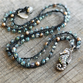 Crochet Beaded Seahorse Necklace N1366