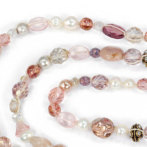 Long Pink Gemstone Beaded Necklace N1374-PA