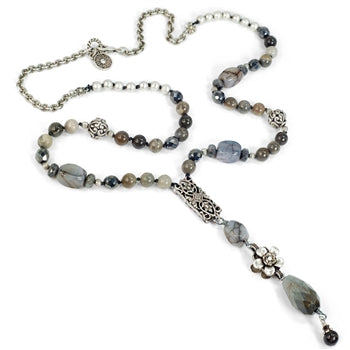 Serenity Dove Gray Agates Necklace N1375