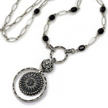 Load image into Gallery viewer, Jet Glass Starburst Long Necklace