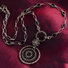 Load image into Gallery viewer, Jet Glass Starburst Long Necklace N1389