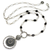 Load image into Gallery viewer, Jet Glass Starburst Long Necklace N1389