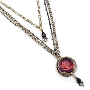 Akantha Long Glass Intaglio Necklace N1393 - sweetromanceonlinejewelry