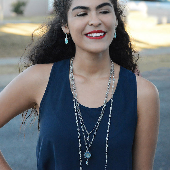 Long filigree gold chain Layering Necklace N1317-GO