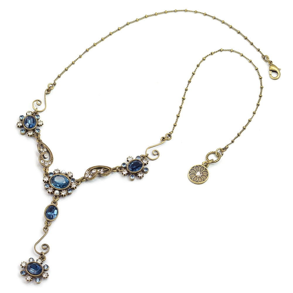 Sapphire Blue Victorian Jewel Y Necklace SR_N1402