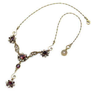 Garnet Crystal Victorian Jewel Y Necklace SR_N1402