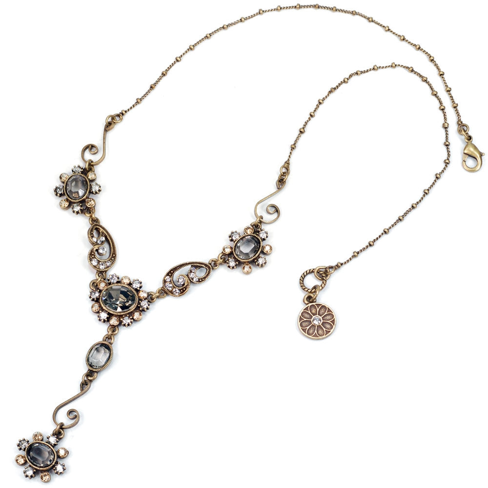 Smoke Crystal Victorian Jewel Y Necklace SR_N1402