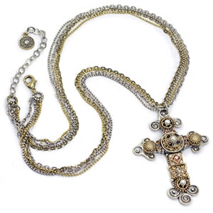 Vintage Jeweled Cross Necklace