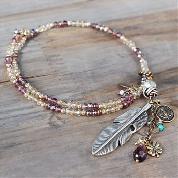 Boho Beaded Feather Choker Necklace