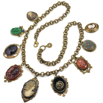 Antique Elements and Cameo Charm Necklace