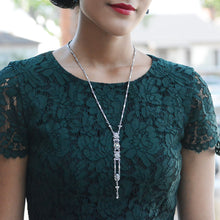 Load image into Gallery viewer, Art Deco Starlight Silver Y Necklace N1445
