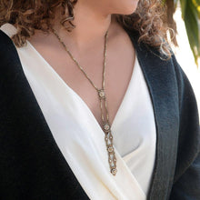 Load image into Gallery viewer, Art Deco Vintage Gold Opal Y Necklace