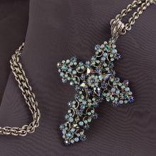 Load image into Gallery viewer, Crystal and Lace Cross Necklace