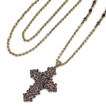 Garnet Cross Necklace N1465-GA