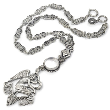 Winged Venus Angel and Crystal Orb Necklace N1468