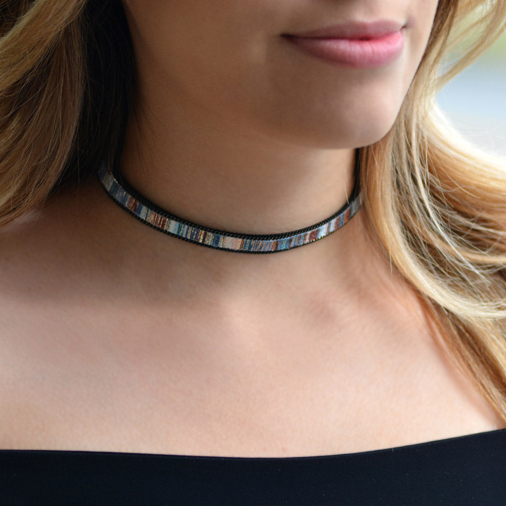 Ocean Blues Suede Choker Necklace N1480 - sweetromanceonlinejewelry