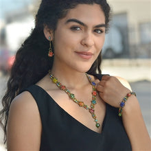 Load image into Gallery viewer, Millefiori Glass Geometric Link Y Necklace