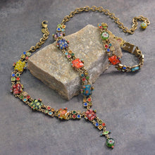 Load image into Gallery viewer, Millefiori Glass Geometric Link Y Necklace