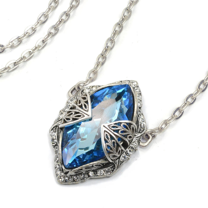 Long Blue Marquise Necklace N1509-BL