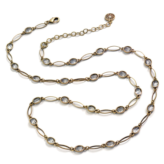 Oval Crystal Station Necklace